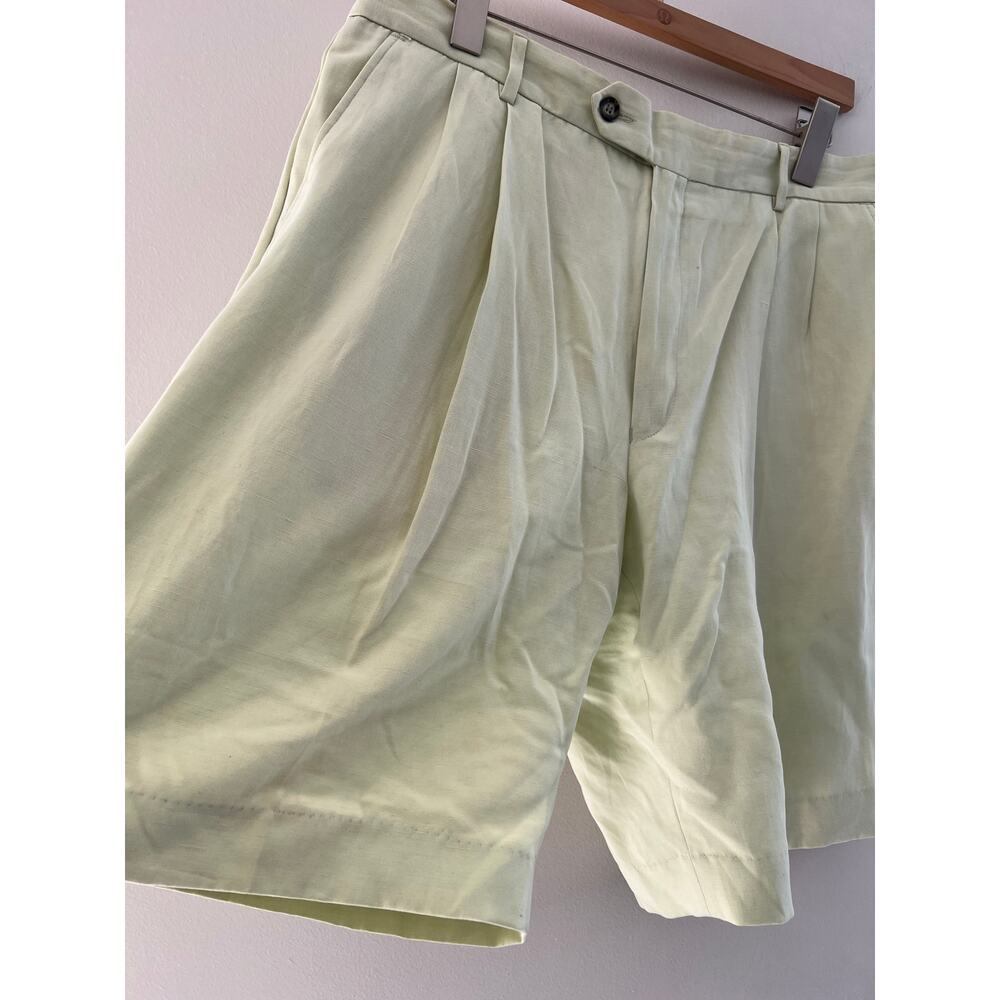 Ballin John Craig Relax Golf Shorts Tencel Linen Silk Light Green Size 36 SG - Picture 2 of 13